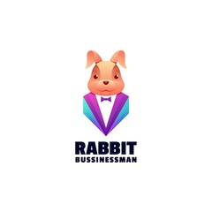 Vector Logo Illustration Rabbit Gradient Colorful Style.