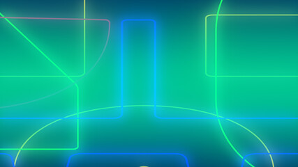 Naklejka premium Abstract dark green blue and purple neon light gradient background.3d render illustration.