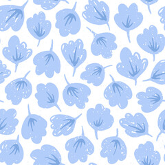 Hand-drawn seamless pattern with flowers. Colorful floral illustration for paper and gift wrap. Fabric print textured design. Creative stylish background.