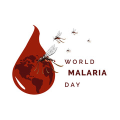 World malaria day vector, illustration of malaria, and world and blood