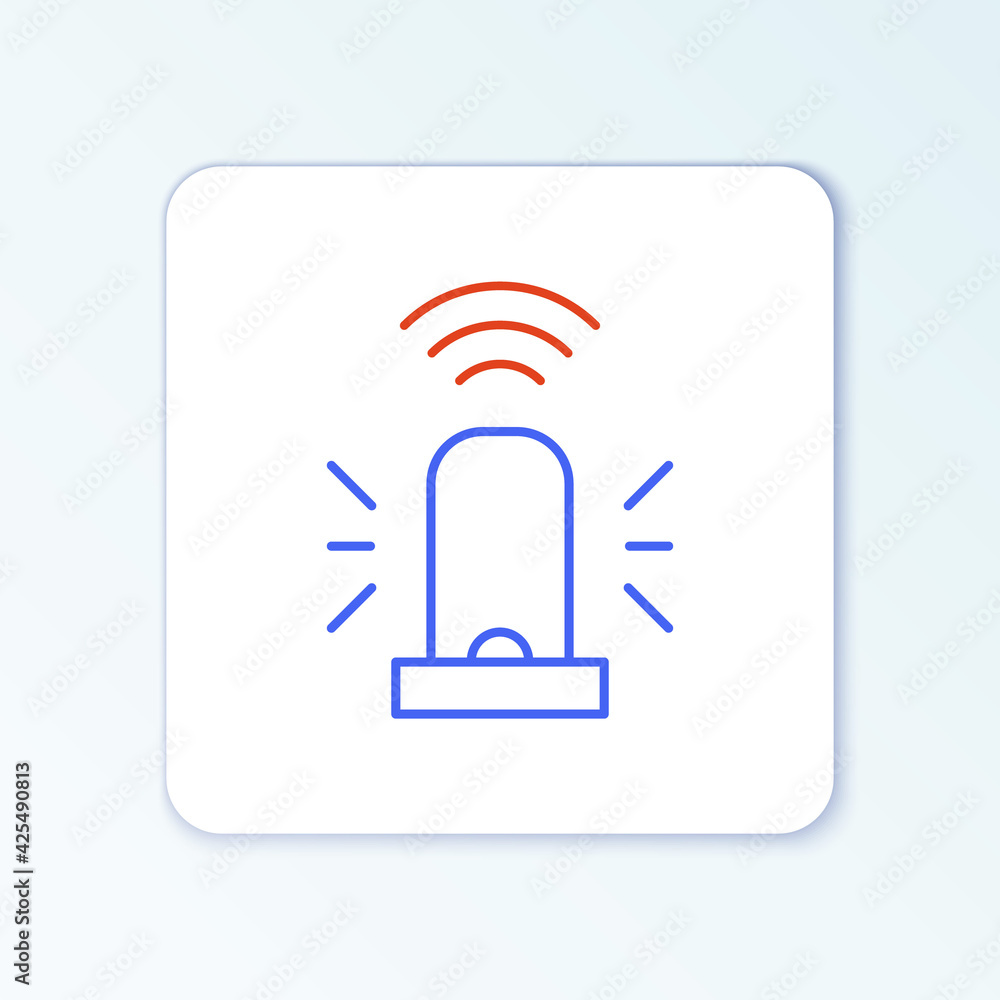 Poster line smart flasher siren system icon isolated on white background. emergency flashing siren. interne