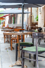 Fototapeta na wymiar Interior summer open-air street cafe .