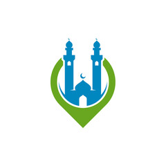 Mosque Point logo design vector illustration, Creative Islamic logo design concept template, symbols icons
