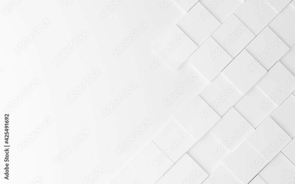 Wall mural geometric abstract white background from squares, 3d rendering.
