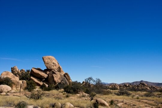 Giant granite boulders in Texas Canyon in Cochise County Arizona