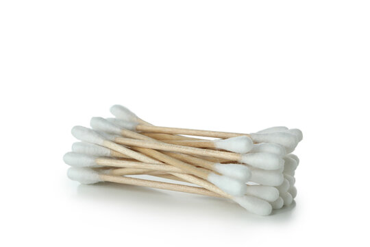 Heap of cotton swabs isolated on white background