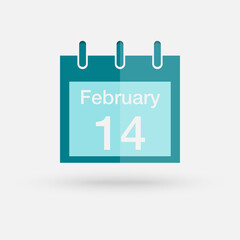 Icon calendar day - 14 february. Days of the year. Vector illustration flat style.