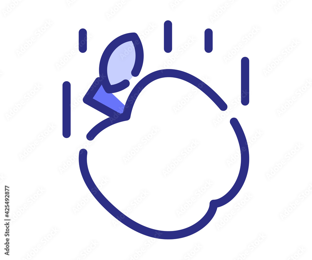 Poster apple fall single isolated icon with dash or dashed purple line style