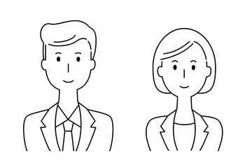 Fototapeta premium 笑顔の男女のベクターイラスト
