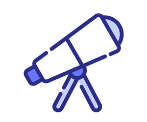 vision telescope discovery single isolated icon with dash or dashed purple line style