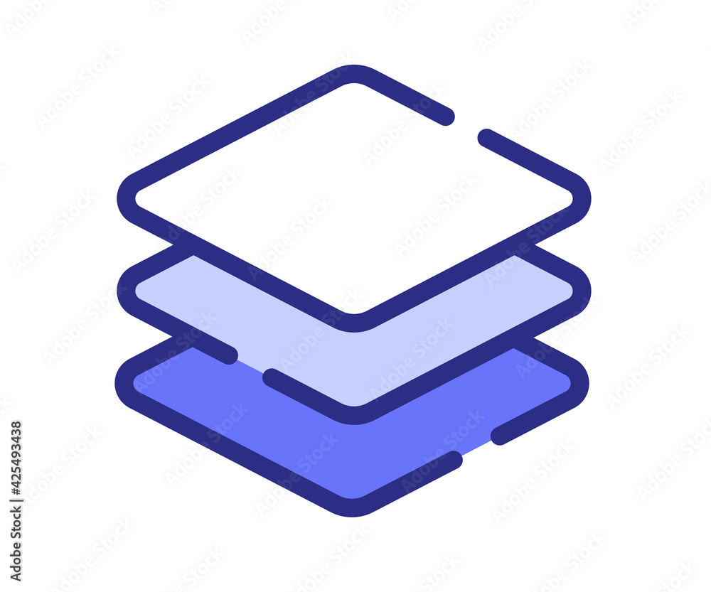 Poster layer design arrange single isolated icon with dash or dashed purple line style
