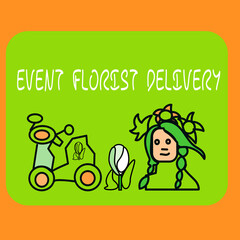 Web icon set - florist, flower delivery, bouquet, pot