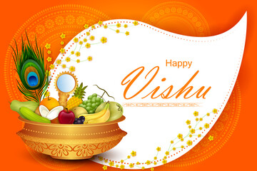 vector illustration of Vishu festival of Hindu celebrated in South India - 425493868