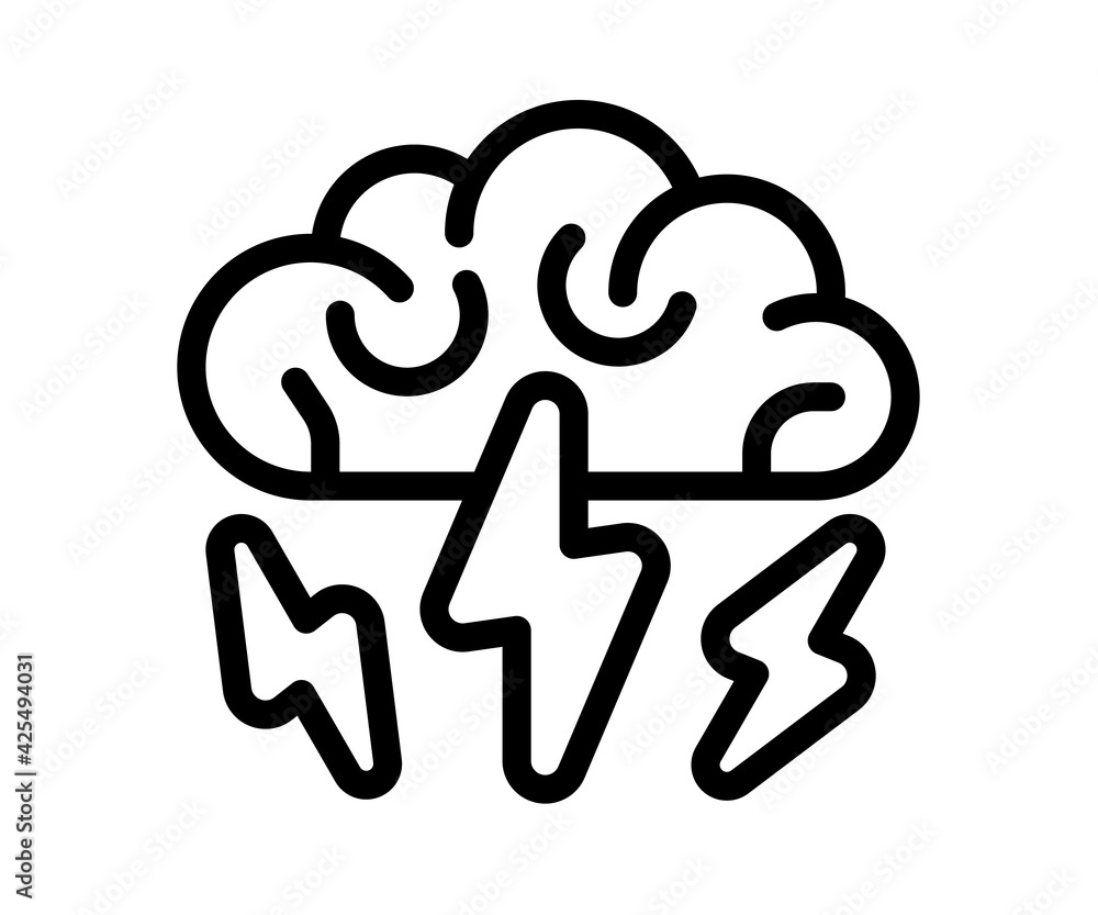 Poster thinking brainstorm reasoning single isolated icon with outline style