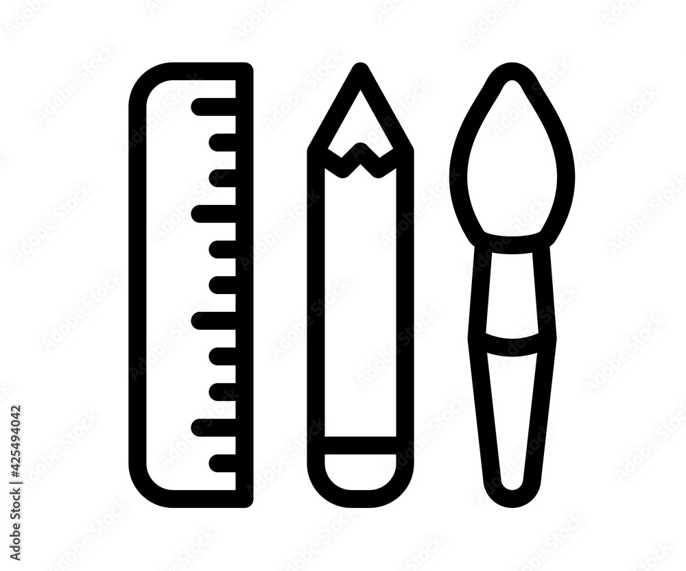 Poster design tool pen brush single isolated icon with outline style