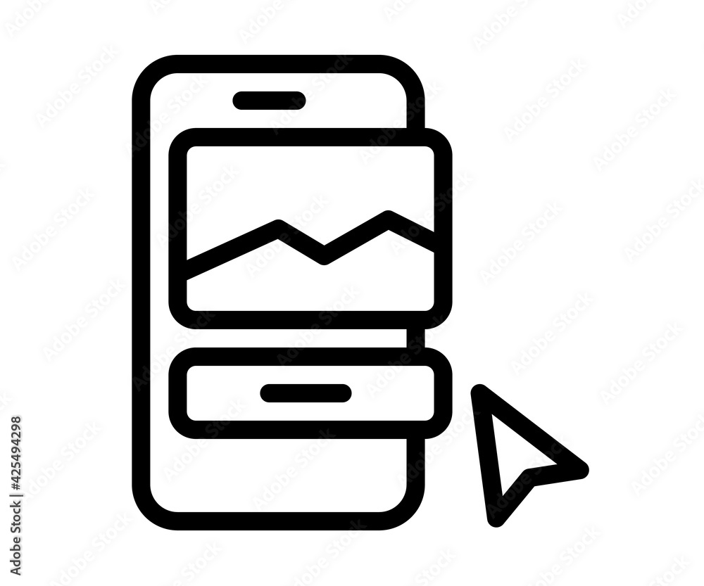 Poster mobile design app single isolated icon with outline style