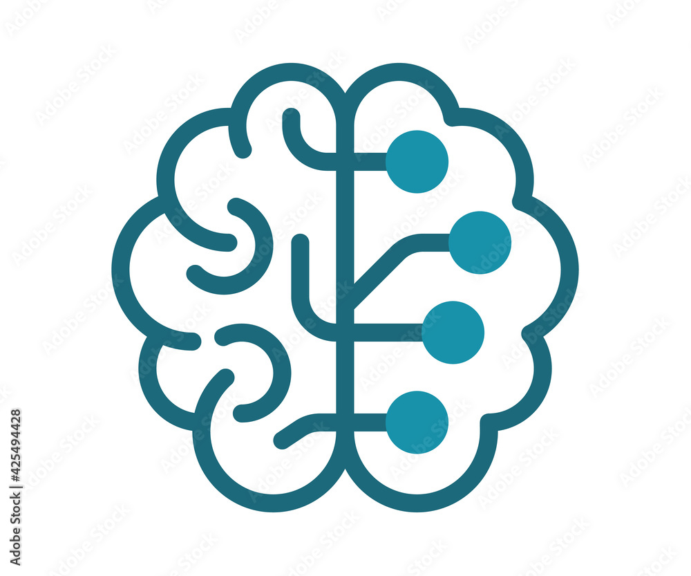 Poster thinking brain think single isolated icon with solid line style