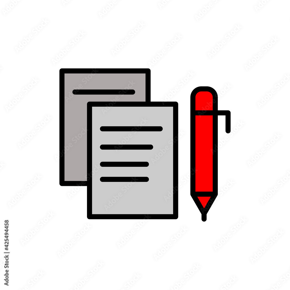 Poster contract lineal color icon. pen and paper. the icon can be used for application icon, web icon, info