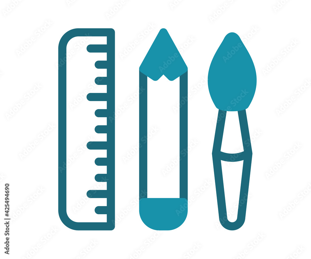 Poster design tool pen brush single isolated icon with solid line style