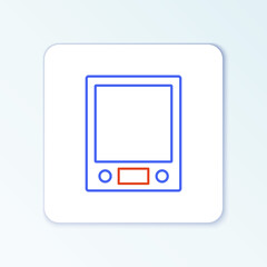 Line Electronic scales icon isolated on white background. Weight measure equipment. Colorful outline concept. Vector