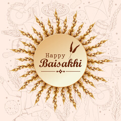 vector illustration of celebration of Punjabi festival Vaisakhi background - 425495690
