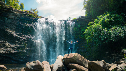 Waterfall in the rainforest.