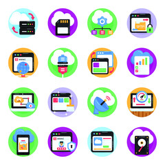 
Web and Data Hosting Flat Icons

