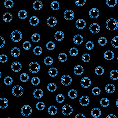 Line Bicycle wheel icon isolated seamless pattern on black background. Bike race. Wheel tire air. Sport equipment. Vector