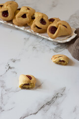 Shortcrust pastry with jam. Homemade sweets with sour cherry jam