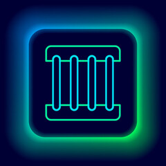 Glowing neon line Prison window icon isolated on black background. Colorful outline concept. Vector