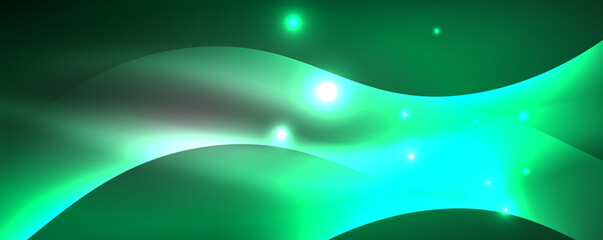 Shiny glowing neon wave, light lines abstract background. Magic energy and motion concept. Vector wallpaper template