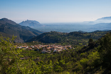 Mountains of La Vall de Laguar, in Alicante Spain, on a clear and sunny day.