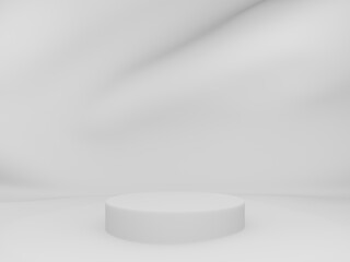 3D rendering. White podium with rippled background