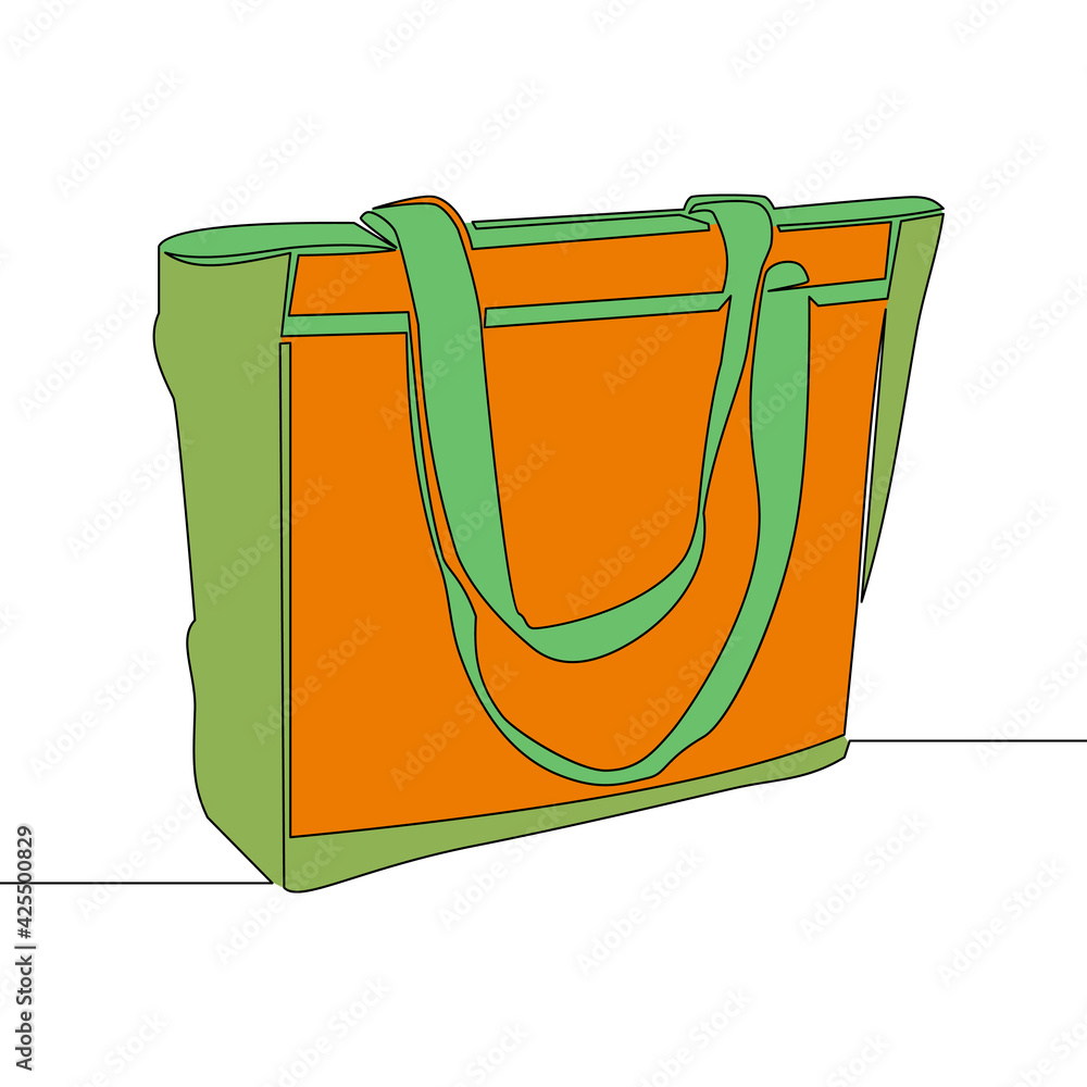 Wall mural Flat continuous line art shopping bag concept