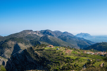 Mountains of La Vall de Laguar, in Alicante Spain, on a clear and sunny day.