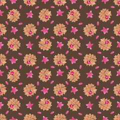 Watercolor seamless pattern with different sweets.  Hand-drawn and isolated on a white background.