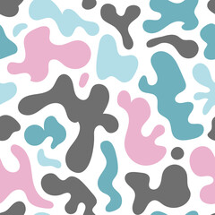 Abstract seamless pattern with liquid organic shapes in pastel color. Design for textile, wrapping paper, wallpaper.