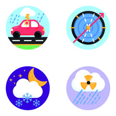 
Pack of Weather and Nature Flat Icons 

