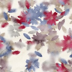 Seamless watercolor floral trendy chic pattern for surface print. High quality illustration. Luxury sophisticated graphic design. Emotional tender romantic feeling. Paint wash bleeds in paper.