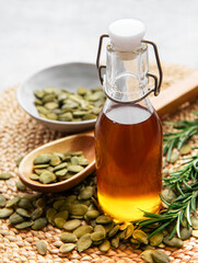 Bottle with pumpkin seed oil