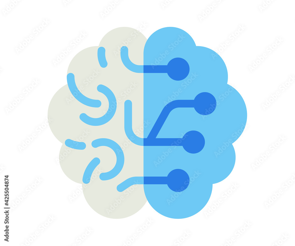 Poster thinking brain think single isolated icon with flat style