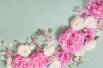 pink and white roses on paper background