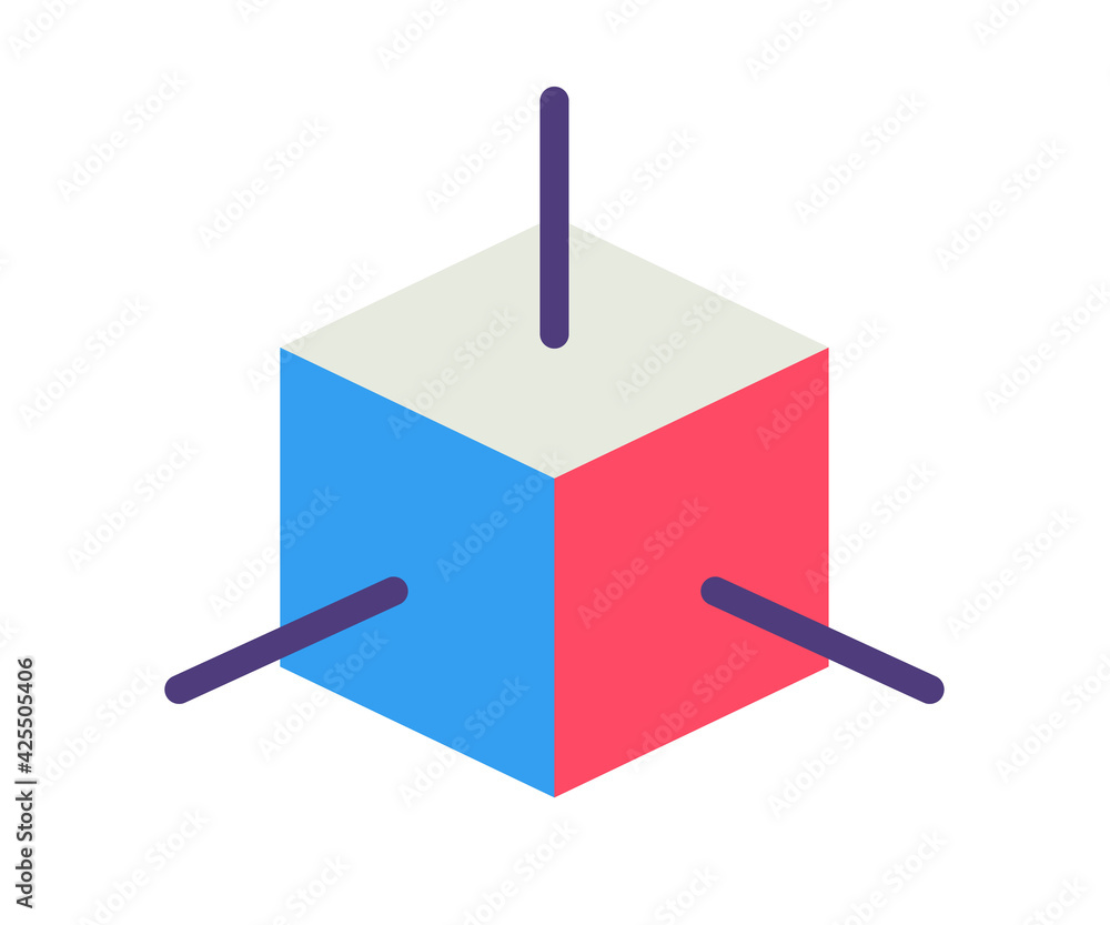 Aufkleber 3d modeling dimension single isolated icon with flat style