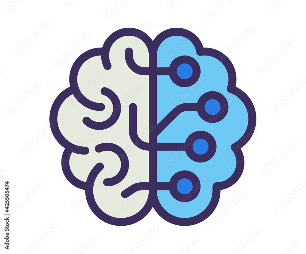 Poster thinking brain think single isolated icon with filled outline line style