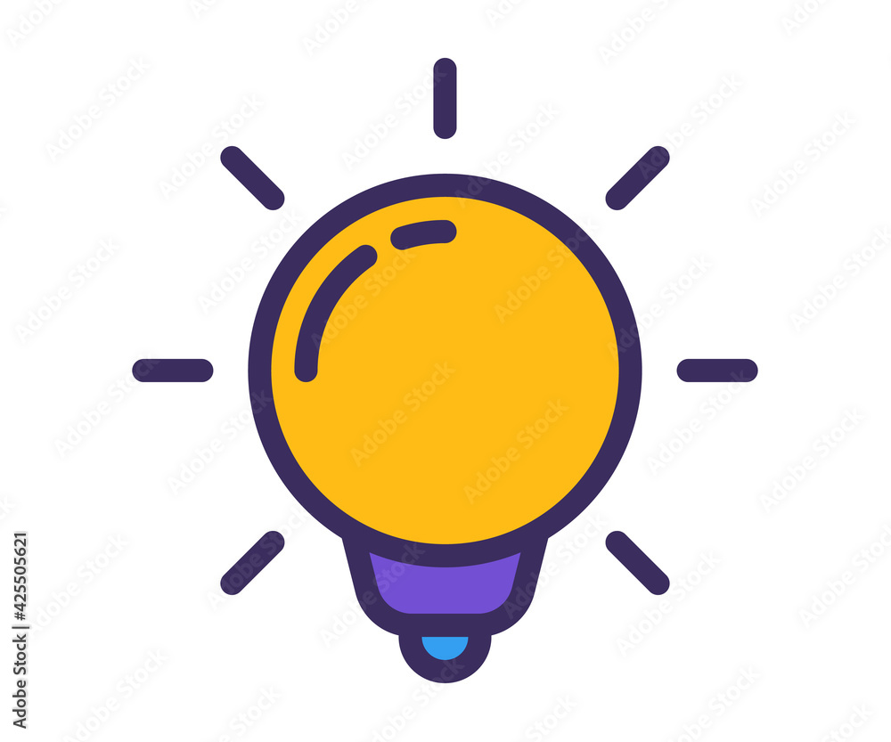 Poster creativity idea light bulb single isolated icon with filled outline line style