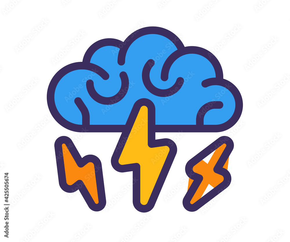 Poster thinking brainstorm reasoning single isolated icon with filled outline line style