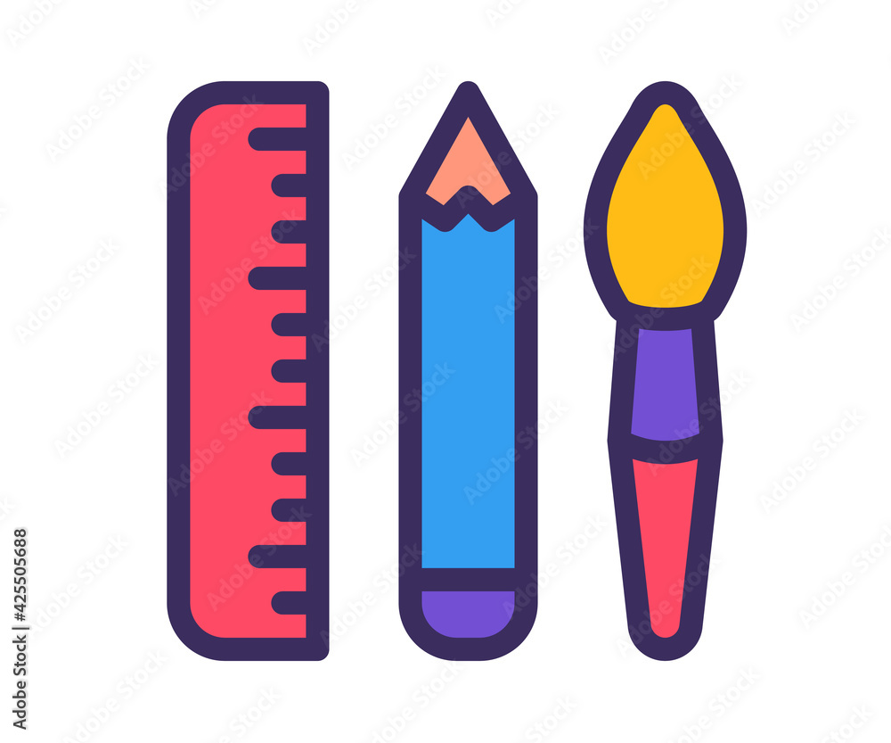 Poster design tool pen brush single isolated icon with filled outline line style