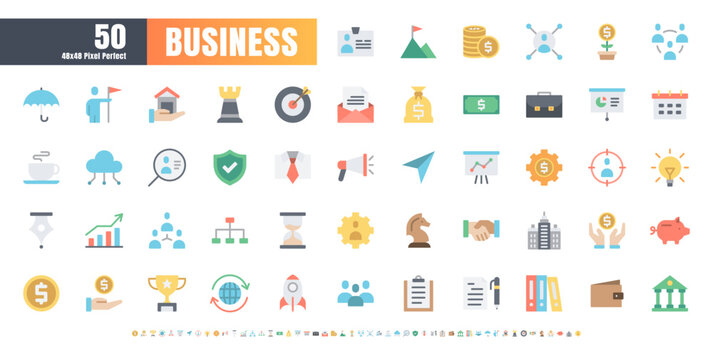 48x48 Pixel Perfect. Business and Financial. Flat Color Icons Vector. for Website, Application, Printing, Document, Poster Design, etc.