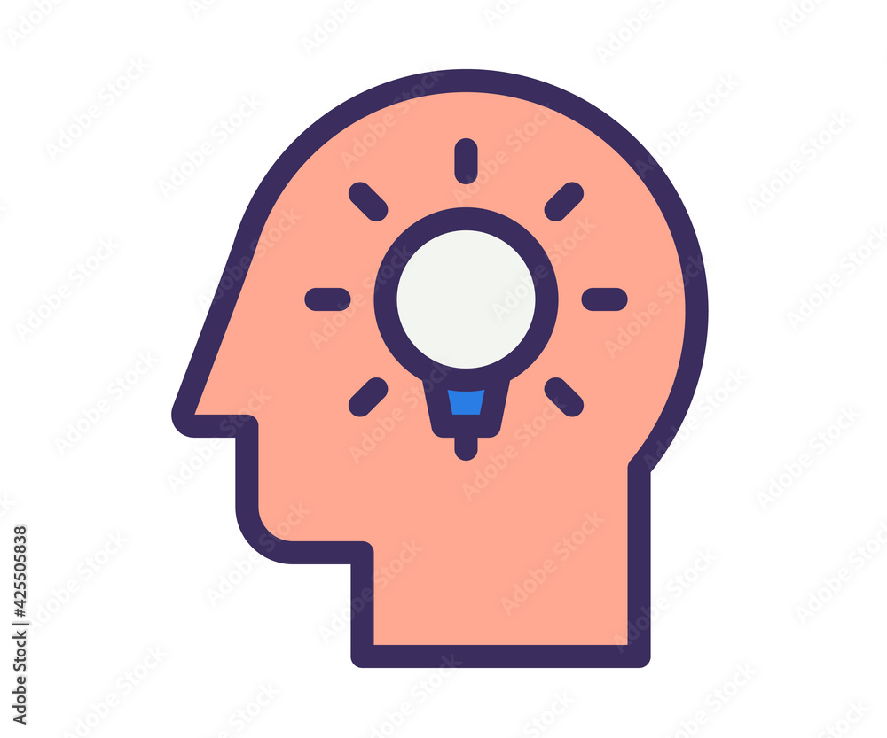 Poster imagination idea brilliant single isolated icon with filled outline line style
