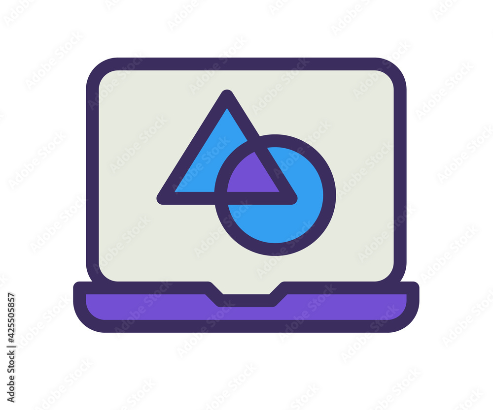 Poster laptop graphic design single isolated icon with filled outline line style